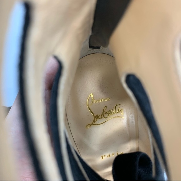 Christian Louboutin Spinetita Velvet Cage Lace-Up Suede Leather Booties Heels - Picture 10 of 16